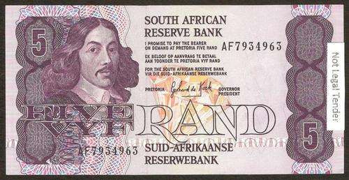 SA 5 Rand (G de Kock 3rd issue)1989, in EF+/aUNC condition