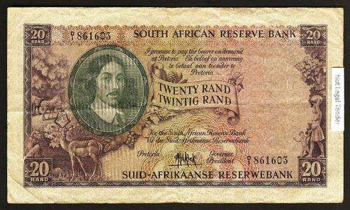 SA 20 Rand (M de Kock 4th issue)1961, E/A, in F/F+ condition