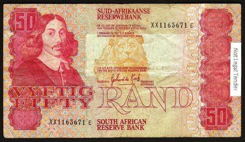 SA 50 Rand (G de Kock 3rd issue)1984 in VG/VG+ condition - XX Prefix, Replacement note