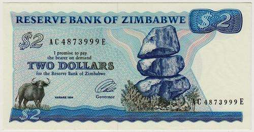 Zimbabwe 2 Dollars 1994 P.1c UNC condition