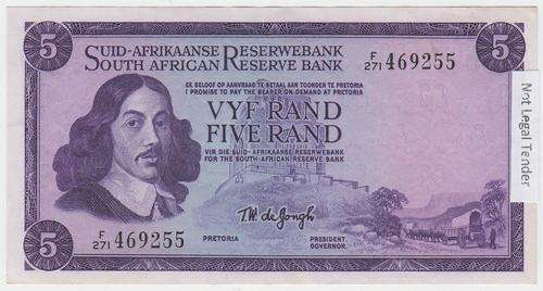 SA 5 Rand (TW de Jongh 3rd issue)1975, A/E in EF condition