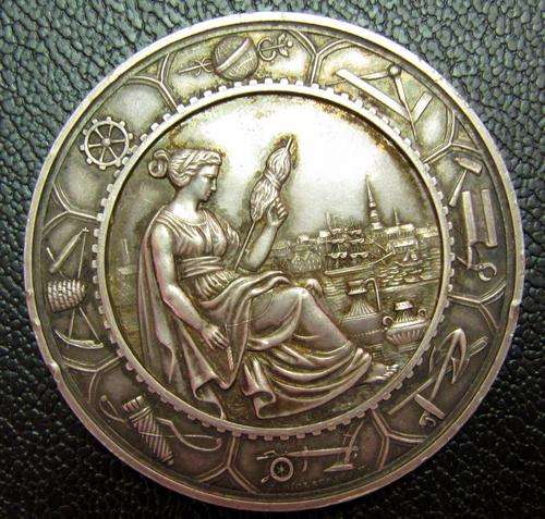 The Exhibition of Altona 1869 silver medal awarded to E. Bieber
