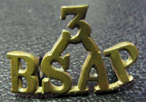 Rhodesia - 3rd BSAP shoulder title - brass, two lugs