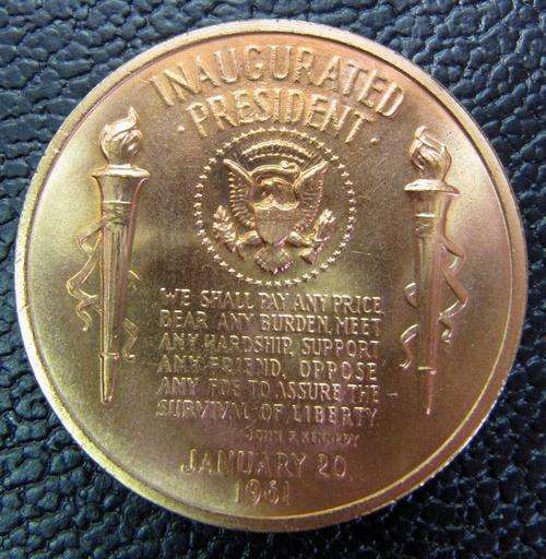 The Inauguration of president JF Kennedy in 1961 medallion