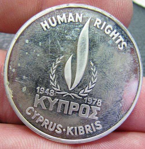 Cyprus 500 Mils 1978 Proof silver coin - Human Rights
