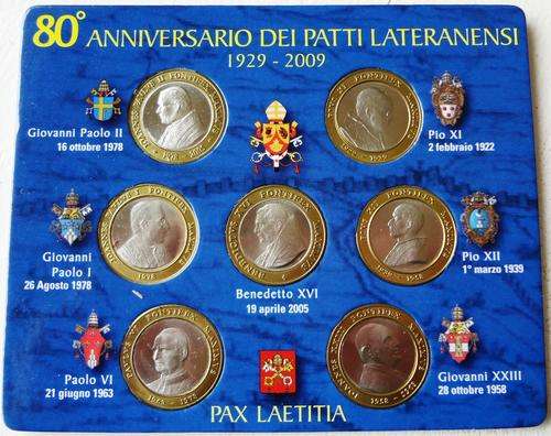 80th anniversary of the Lateran Pacts & founding of the Vatican City 1929-2009, 7 medallion set