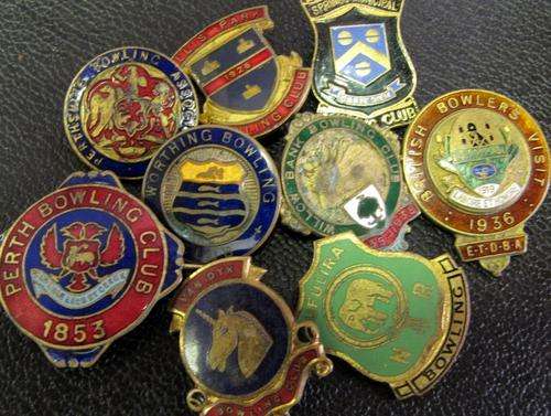 Lot of 9 bowling brooch badges from SA & UK