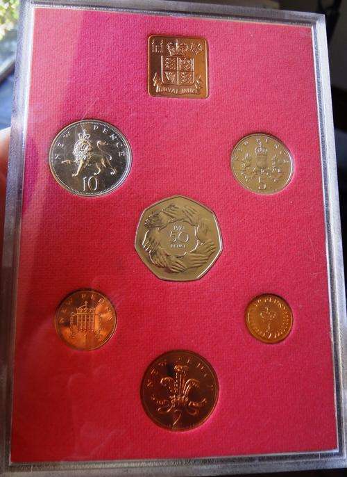 1973 British proof set in perspex casing