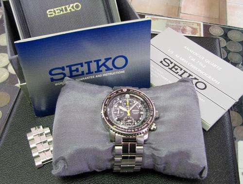 SEIKO Flightmaster Alarm Chronograph Quartz mens watch - Cal.7T62 : SNA411