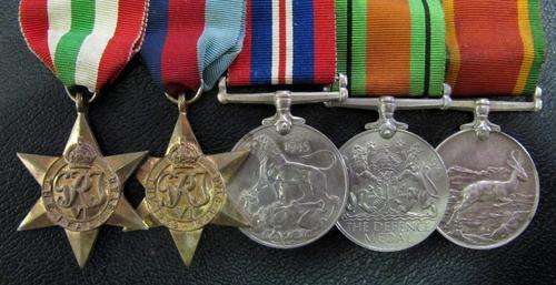 WWII Group of 5 medals awarded to JF McCarthy 190433