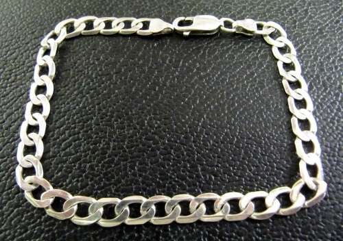Sterling Silver 'Curb' chain bracelet(21.5cm) - Italy