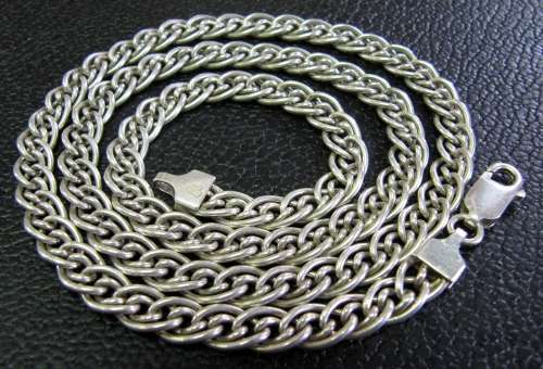 Sterling Silver 'Double Chain' Princess necklace(51cm) - Italy