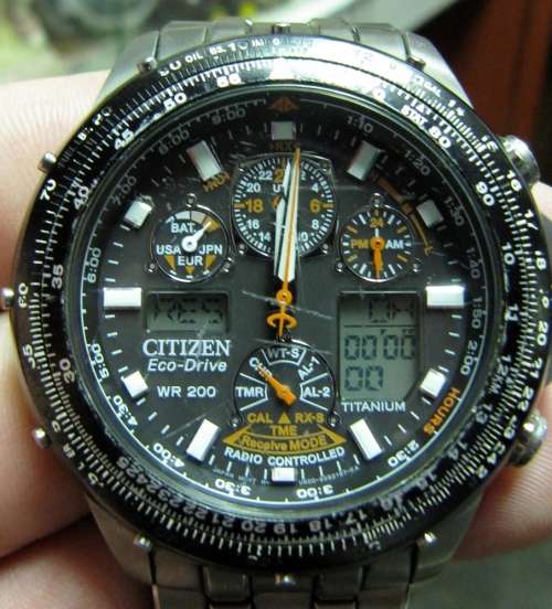 CITIZEN Eco-Drive SkyHawk WR200 Titanium mens sports watch