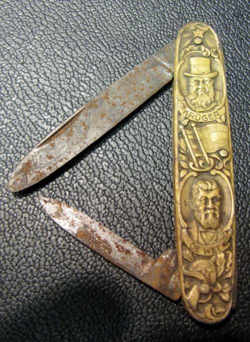 Kruger & De Wet pocket knife - Brass Plated - made by Carl Schlieper, Solingen, Germany