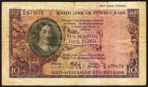 SA 10 Pounds (MH de Kock 3rd issue)1957, E/A in VG condition