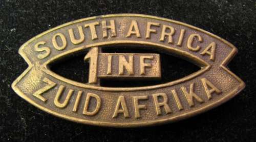 WWI Zuid Afrika / South Africa 1st Infantry Brigade Shoulder Title - missing lugs