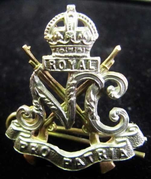 Natal Carbineers 'Royal Pro Patria' collar badge - Bi-metallic, vertical lugs-CRAZY R1 START!!!