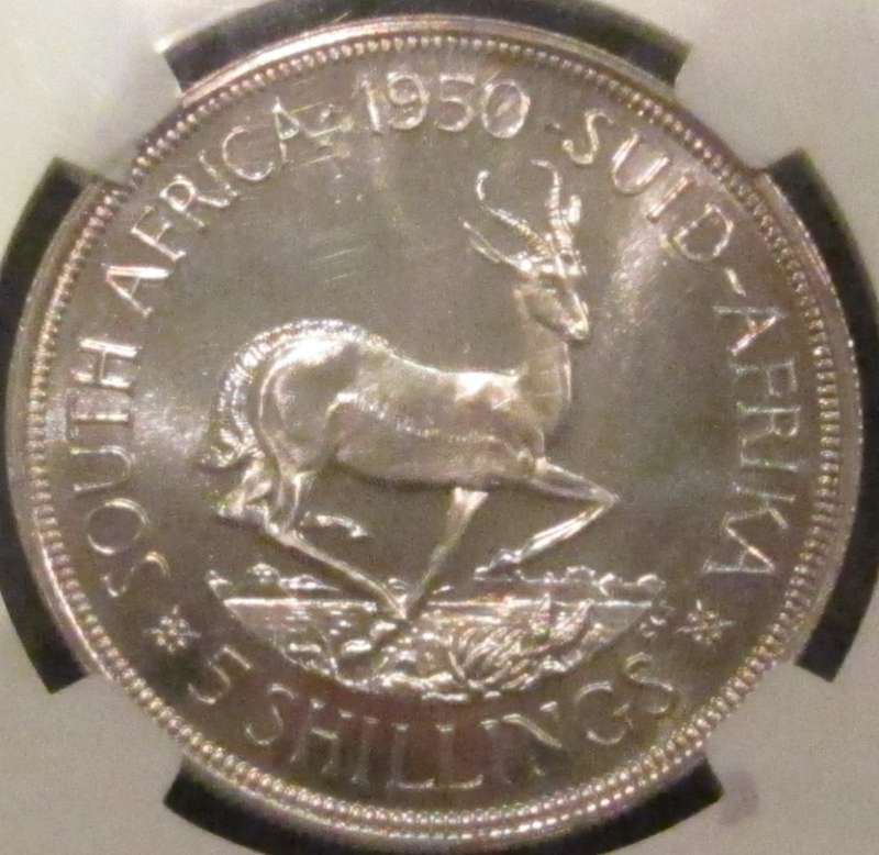 1950 5 Shillings NGC graded PF66-RARE-Lowest mintage 5 Shilling Proof-so close to CAMEO!!