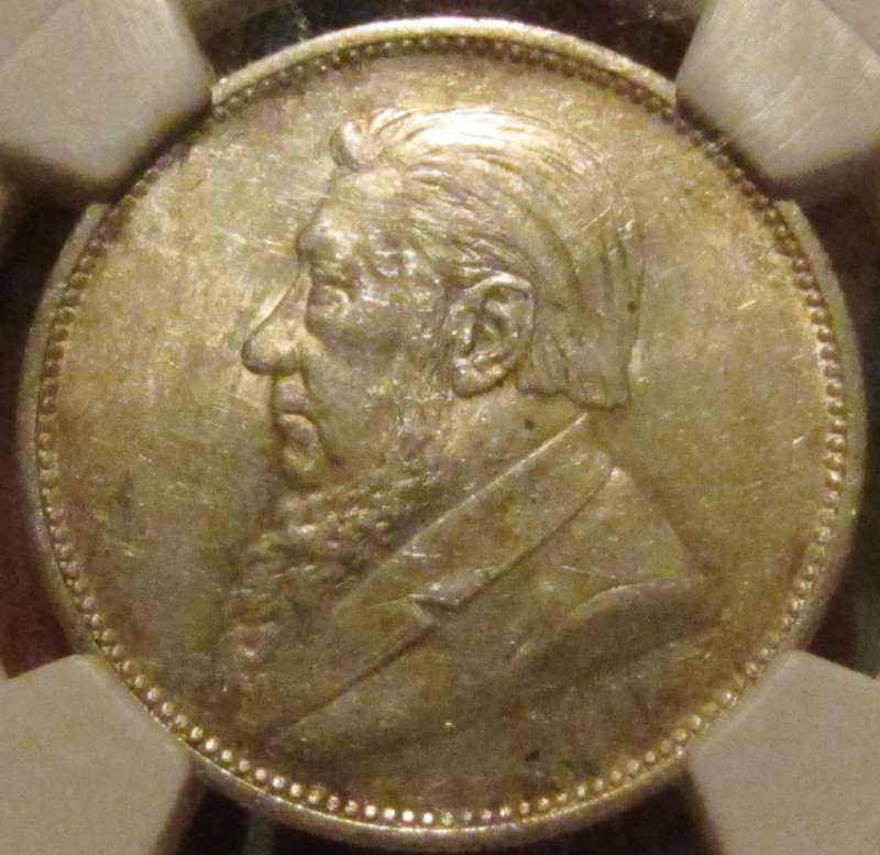 1897 ZAR 2 Shillings NGC Graded AU55-Attractively toned