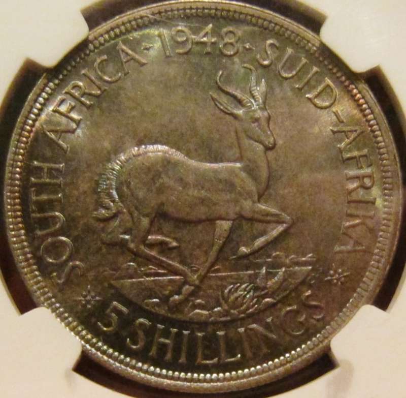 1948 5 Shillings NGC graded MS63-Attractive UNC!!