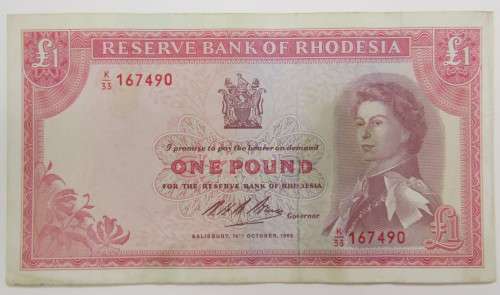 2x Rhodesia 1 pound notes