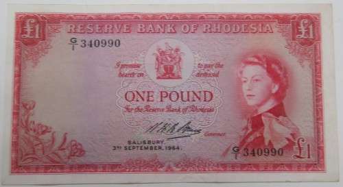 2x Rhodesia 1 pound notes