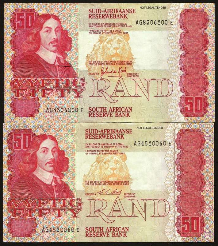 SA 50 Rand 1980's & 1990's - Both types of signatures *Great Condition*
