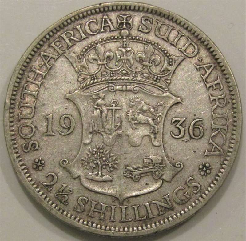 1936 Union of South Africa 2 1/2 Shillings