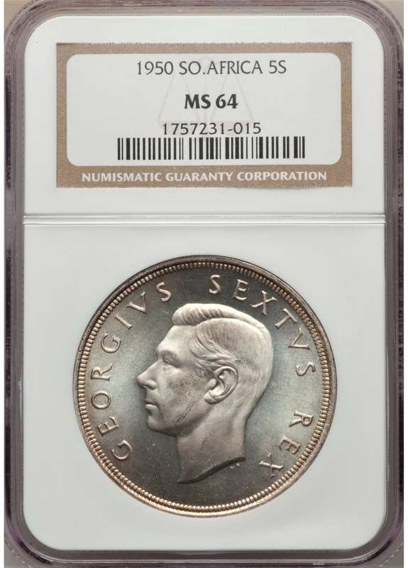 1950 5 Shillings NGC Graded MS64