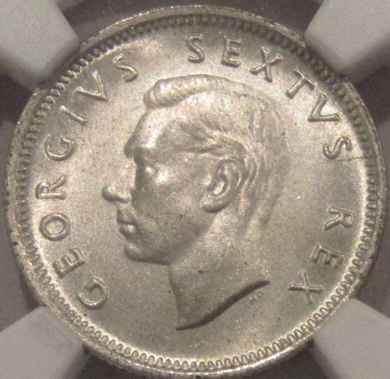 1952 Union of South Africa 6 Pence NGC graded MS66