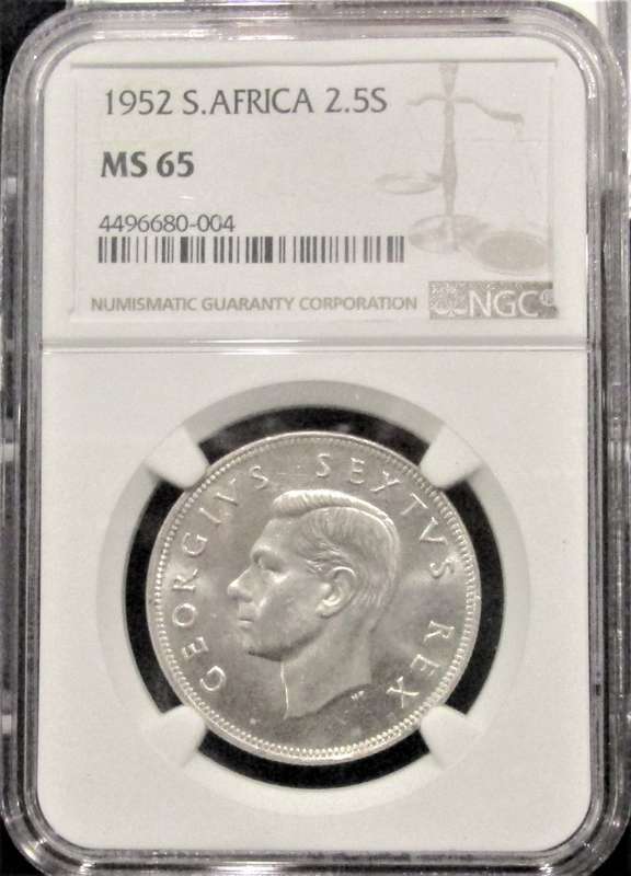 1952 Union of South Africa 2-1/2 Shillings NGC graded MS65