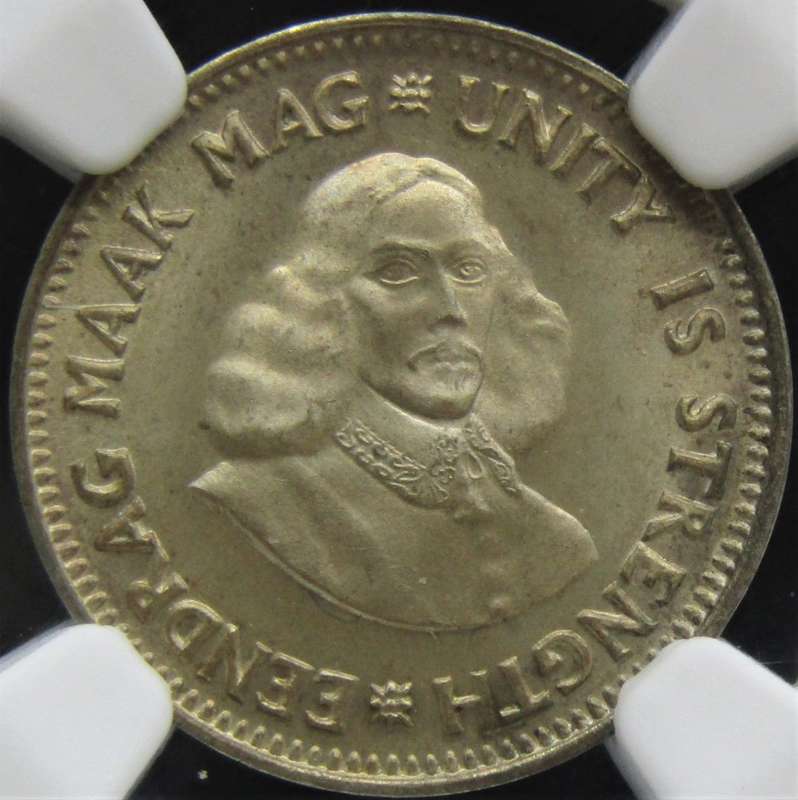 1964 Republic of South Africa 2.5 Cents NGC graded MS67-FINEST KNOWN!!