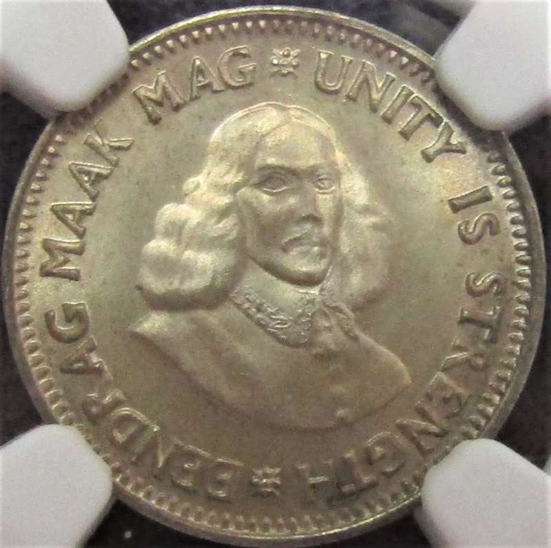 1964 Republic of South Africa 2.5 Cents NGC graded MS67-FINEST KNOWN!!