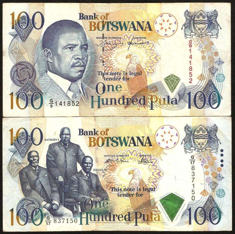 Botswana 100 Pula 1993 & 2000