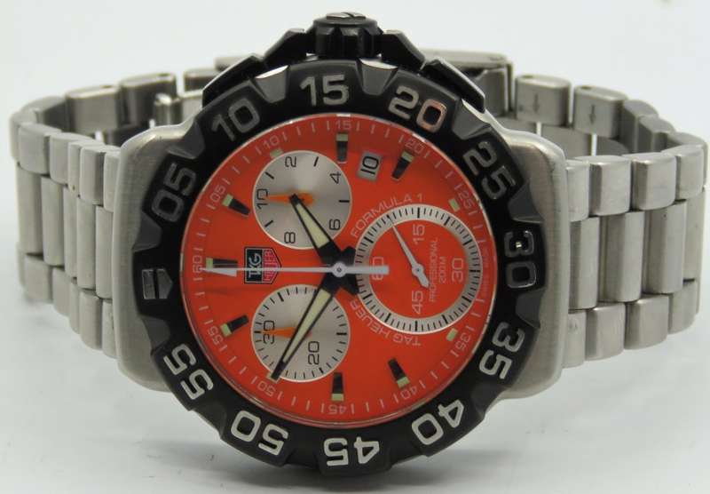 Tag Heuer Formula 1 Professional 200m Chronograph Orange Dial 41mm Ref:CAH 1113