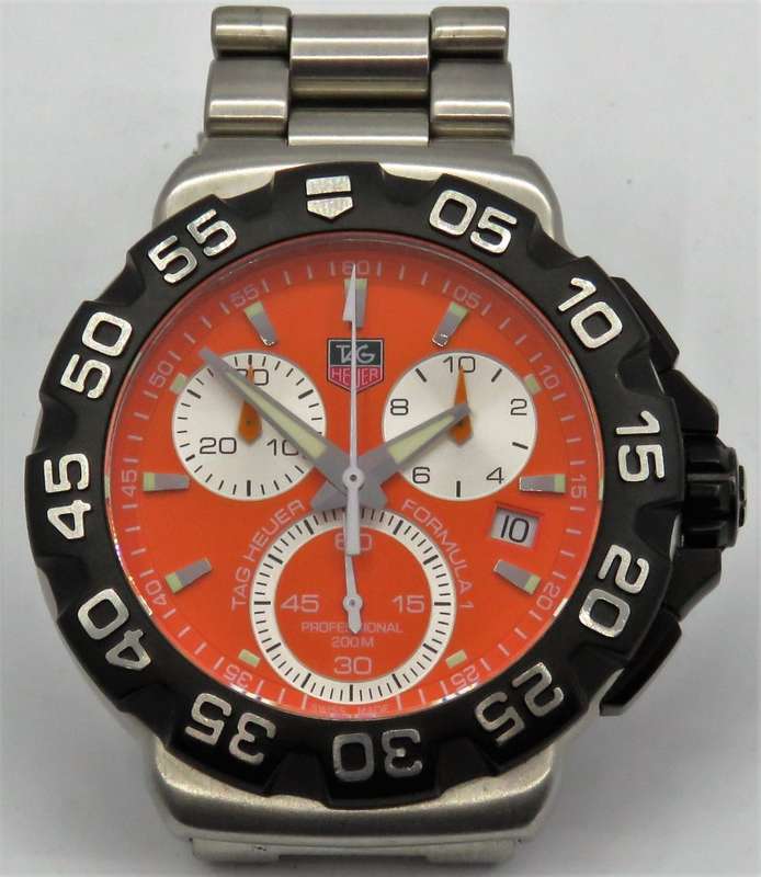 Tag Heuer Formula 1 Professional 200m Chronograph Orange Dial 41mm Ref:CAH 1113