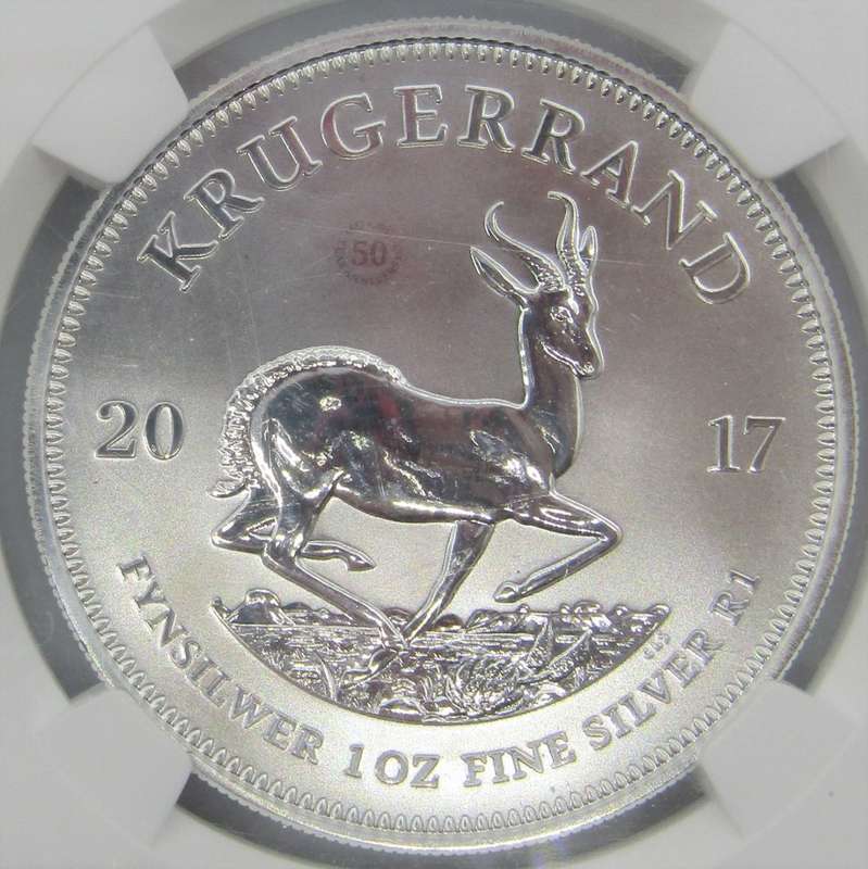 2017 Silver 1 Ounce Krugerrand 50th Anniversary  SP70 "First releases"