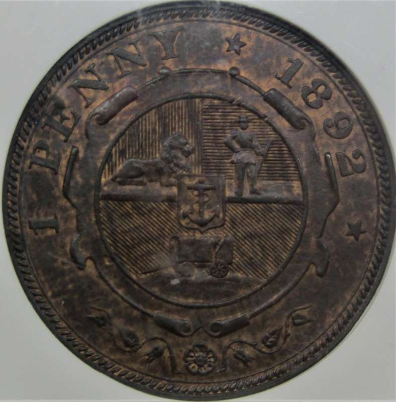 1892  ZAR Penny NGC Graded MS61BN