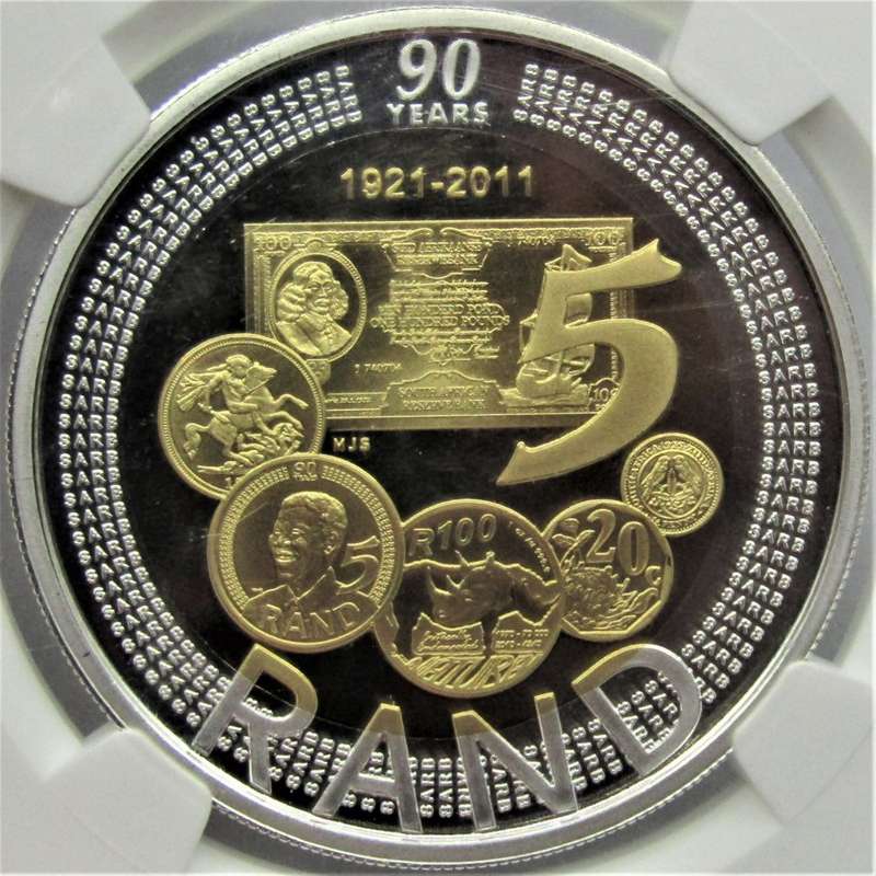 2011 Silver R5 Rand 90th Anniversary NGC Graded PF70 Ultra Cameo