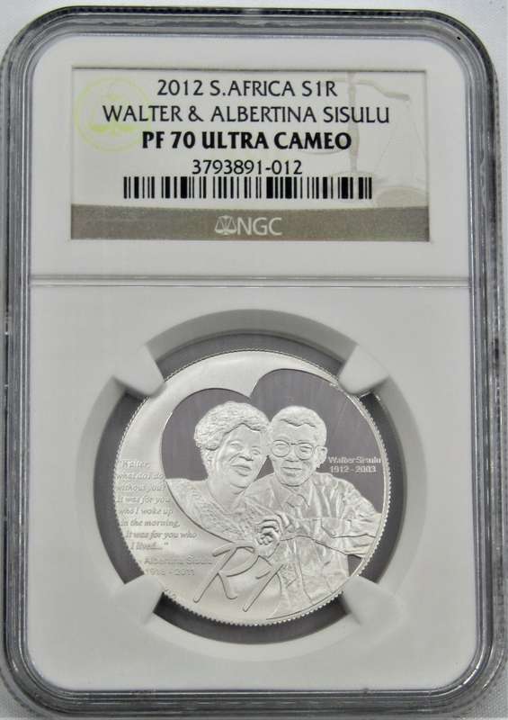 2012 Walter & Albertina Sisulu SR1 NGC Graded PF70 Ultra Cameo-FINEST KNOWN