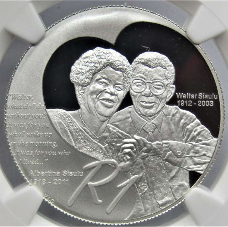 2012 Walter & Albertina Sisulu SR1 NGC Graded PF70 Ultra Cameo-FINEST KNOWN