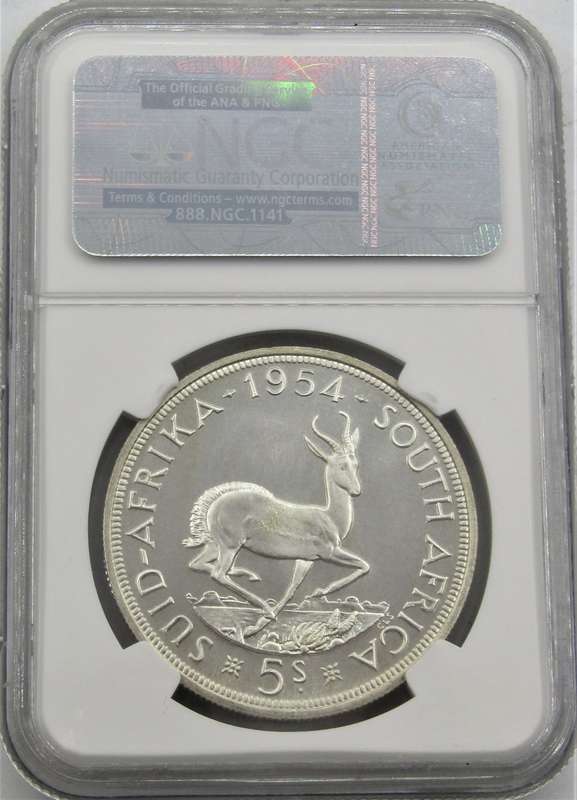 1954 Union of South Africa 5 Shillings NGC Graded PROOF 67 CAMEO