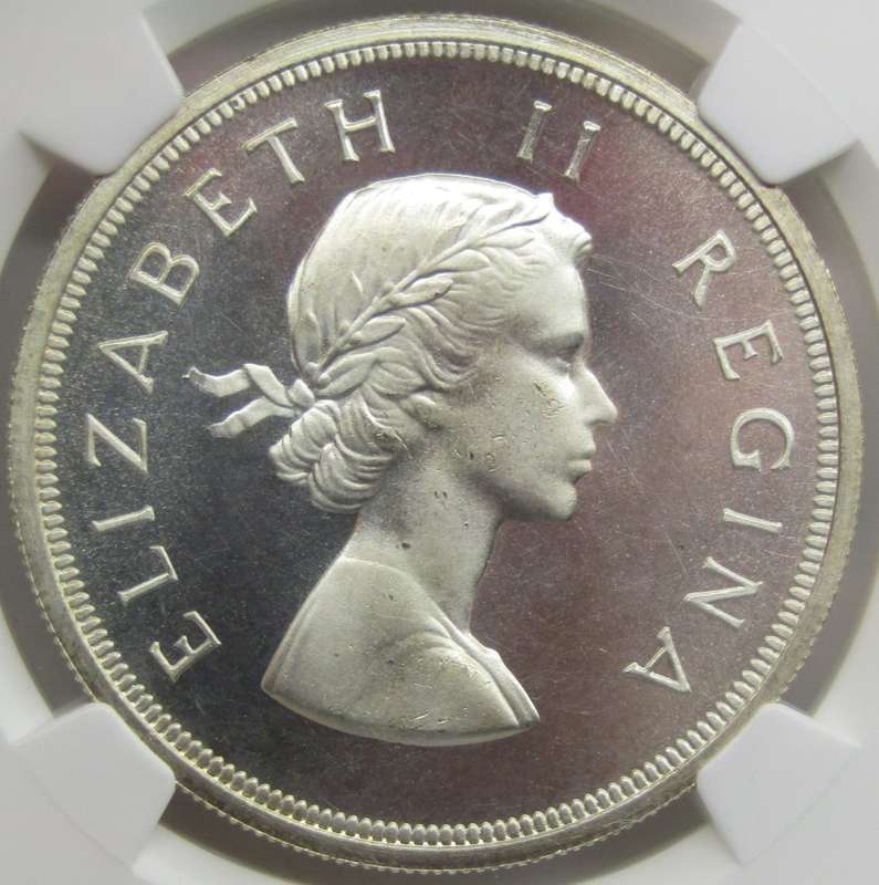 1954 Union of South Africa 5 Shillings NGC Graded PROOF 67 CAMEO