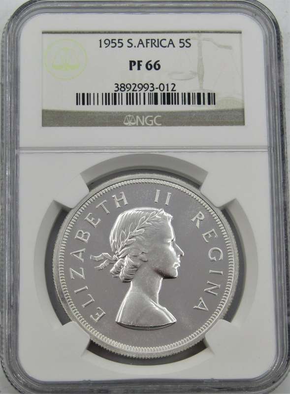 1955 Union of South Africa 5 Shillings NGC Graded PROOF 66