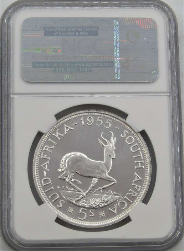 1955 Union of South Africa 5 Shillings NGC Graded PROOF 66