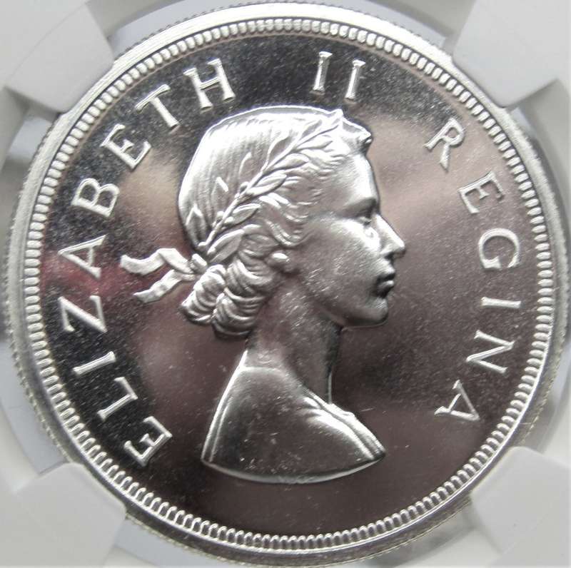 1955 Union of South Africa 5 Shillings NGC Graded PROOF 66