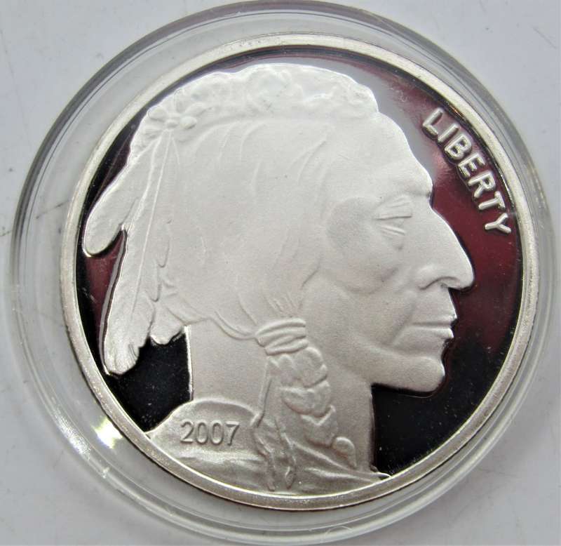 2007 United States Indian Head 1 OUNCE Silver 999 Bullion Proof medallion