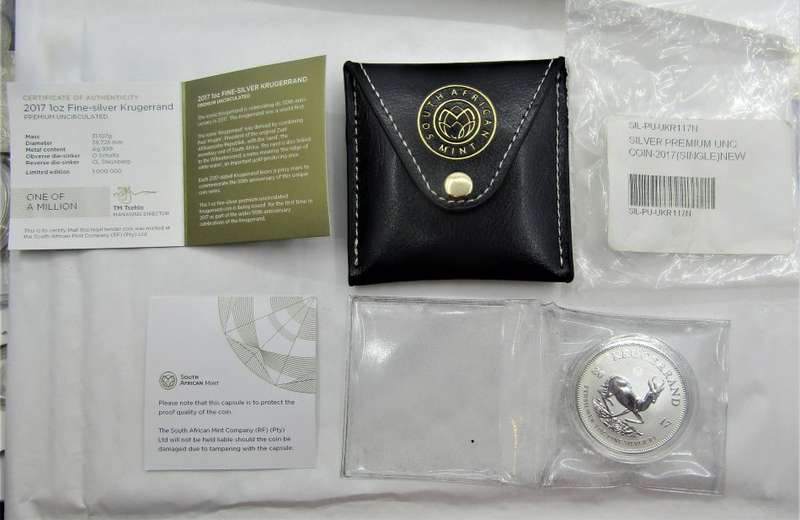 2017 Silver 1 Ounce Krugerrand 50th Anniversary  Premium Uncirculated with COA and Leather Pouch