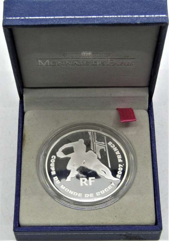 Monnaie De Paris Rugby World Cup 2007 1 1/2 Euro Silver Proof Coin in box of issue+COA