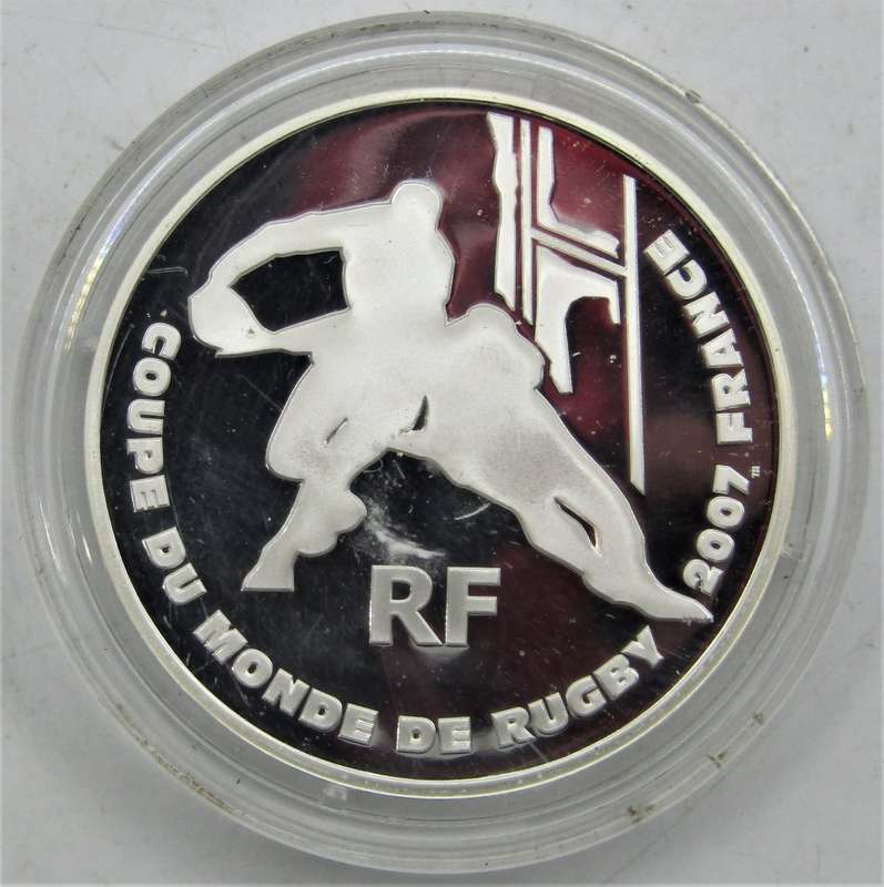 Monnaie De Paris Rugby World Cup 2007 1 1/2 Euro Silver Proof Coin in box of issue+COA